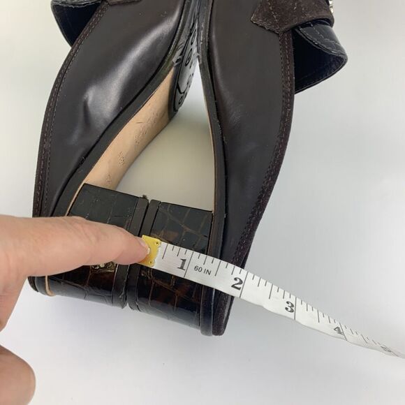 Brighton Avery Heel Mule Brown Croc Leather Slip On Medallion Round Womens 7.5 - Picture 11 of 14